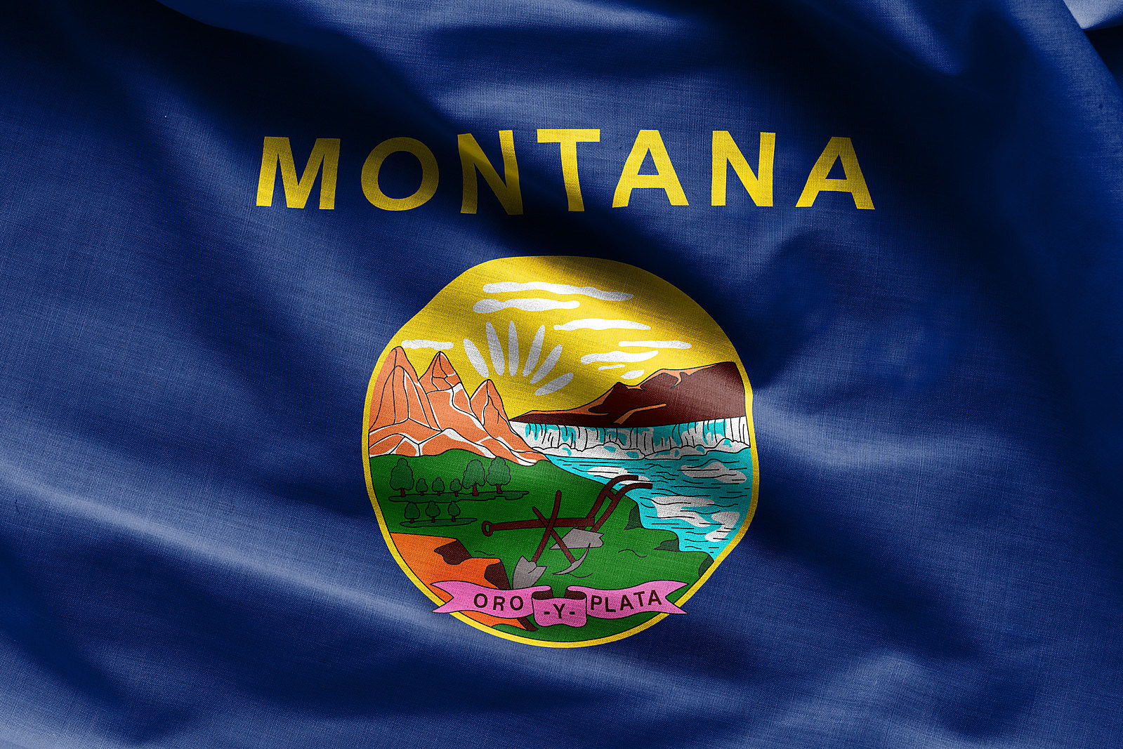 Fabric texture of the Montana Flag background - Flags from the USA